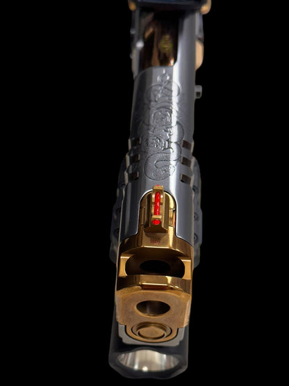 STACCATO CUSTOM XC “VITA FINITA” 3D ENGRAVED IN POLISHED PVD SILVER/COPPER FINISH.
