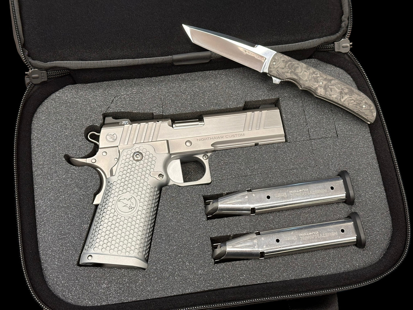 NIGHTHAWK CUSTOM TRS COMMANDER “ICEMAN” SAND HAWK SERRATED OPTIC CUT DOUBLE STACK