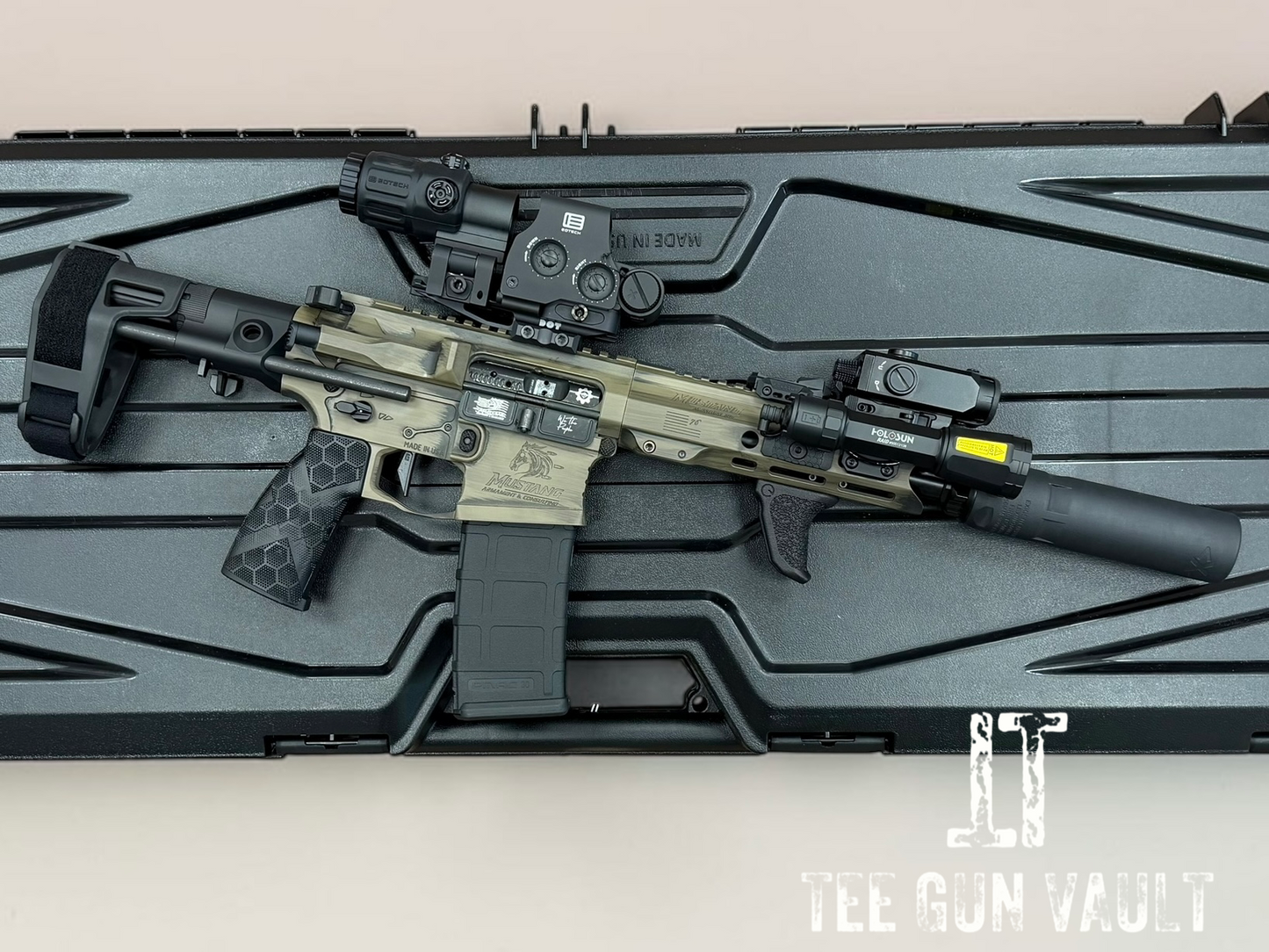 MUSTANG ARMAMENT 5.56 “CHESTY” CUSTOM BILLET 8” AR PISTOL FDE