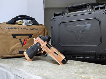 TARAN TACTICAL SAND VIPER “SOLARA” BLACKTIP 18K ROSE GOLD NEW GRIPS 2011 9MM SRO