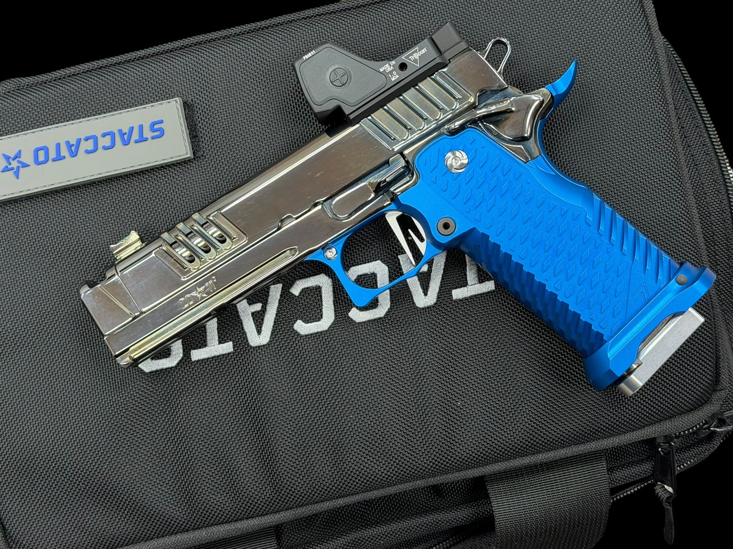STACCATO CUSTOM XC BLACK CHROME POLISHED FINISH WITH T7 GRIPS AND RMR HD