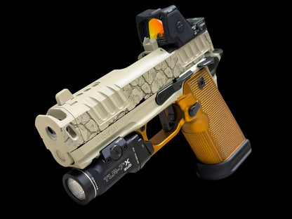 STACCATO CUSTOM P4X ENGRAVED PORTED COMPENSATED WITH ALUMINUM GRIPS AND INFINITY TRIGGER