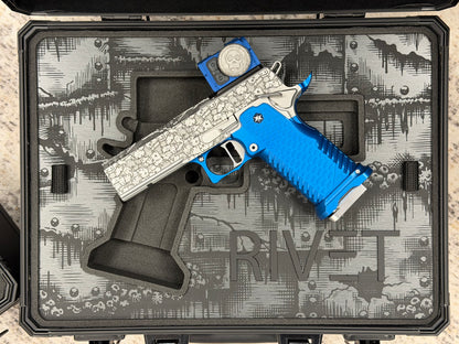 TEE GUN VAULT “RIVET” 1 OF 1 COMMANDER 4.25” V6 PORTED WITH KNIFE AND METEORITE ACRO P2