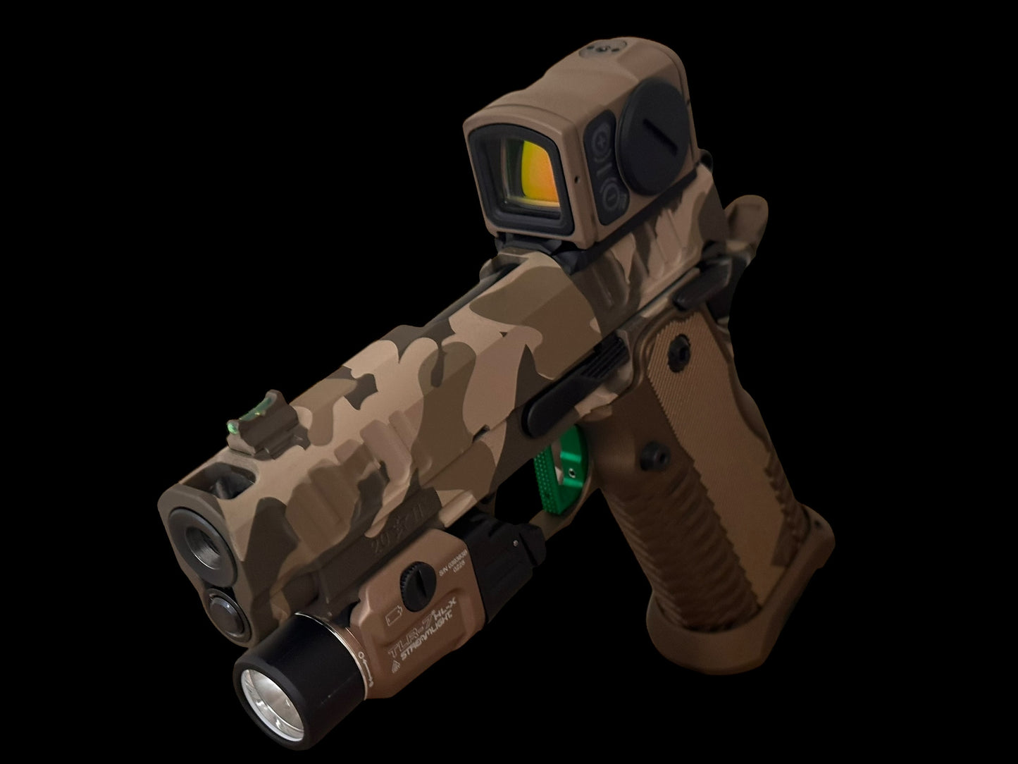 STACCATO CUSTOM C2 PORTED 3.9” MULTICAM WITH T7 ALUMINUM GRIPS INFINITY TRIGGER 9MM