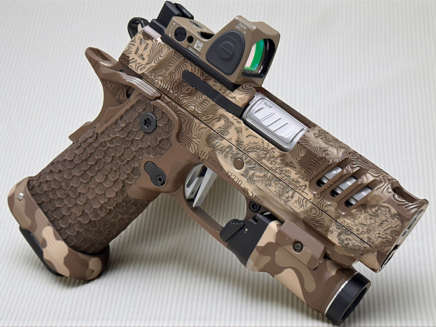 STACCATO CUSTOM CS X SERIES “BLACK OPS” EDITION CHUNK SINGLE PORTED WITH EDGE TRIGGER, RMR AND DRAGON GRIPS