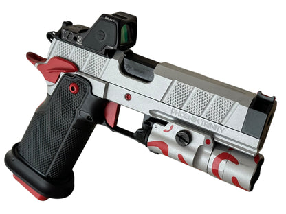 PHOENIX TRINITY H PRO CUSTOM ALUMINUM EVO GRIPS WITH TRIJICON RMR HD AND X300 9MM