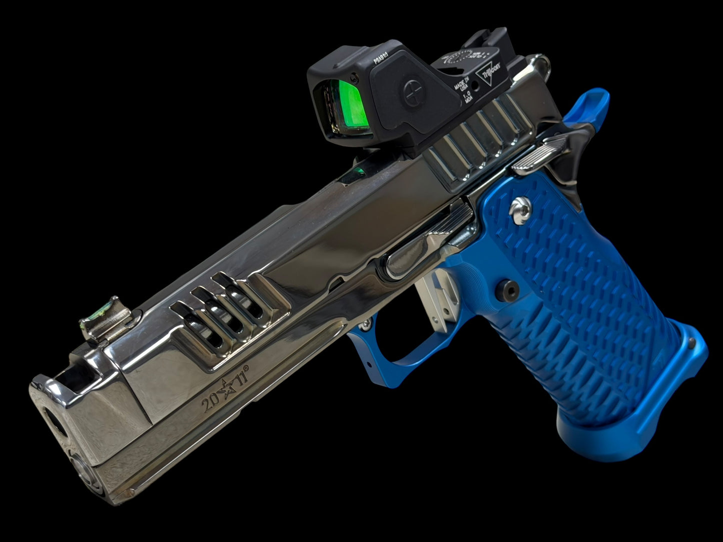 STACCATO CUSTOM XC BLACK CHROME POLISHED FINISH WITH T7 GRIPS AND RMR HD