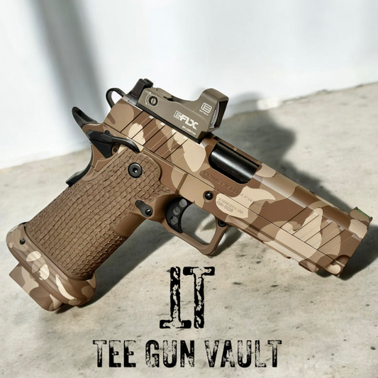 SPRINGFIELD PRODIGY PORTED CUSTOM CAMO CERAKOTE WITH TREE BARK GRIPS AND EOTECH EFLX