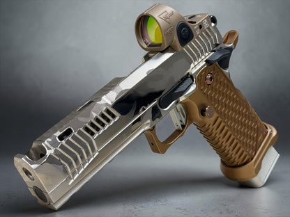 DARK FORGE REAPER PORTED COMP POLISHED NICKEL CAMO WITH T7 GRIP AND EDGE TRIGGER
