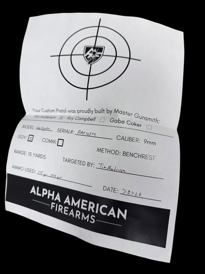 ALPHA AMERICAN WARFIGHTER ISLAND BARREL 9MM FULL STEEL BUILD WITH TRIJICON SRO