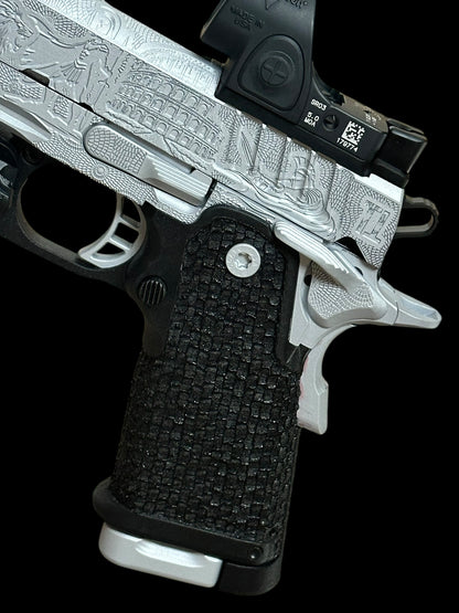 CUSTOM STACCATO C “SPARTACUS” EDITION PORTED FULLY ENGRAVED WITH SILVER FINISH SRO AND X300