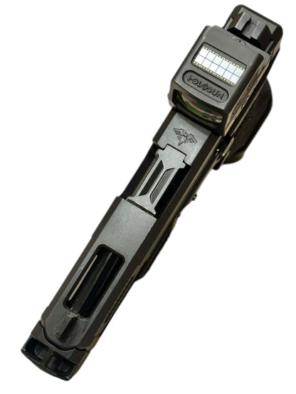 RADIAN ARMS GLOCK 45 COMPENSATED CUSTOMIZED; HOLOSUN AND TIMNEY TRIGGER ALPHA GOLD (PRE OWNED)
