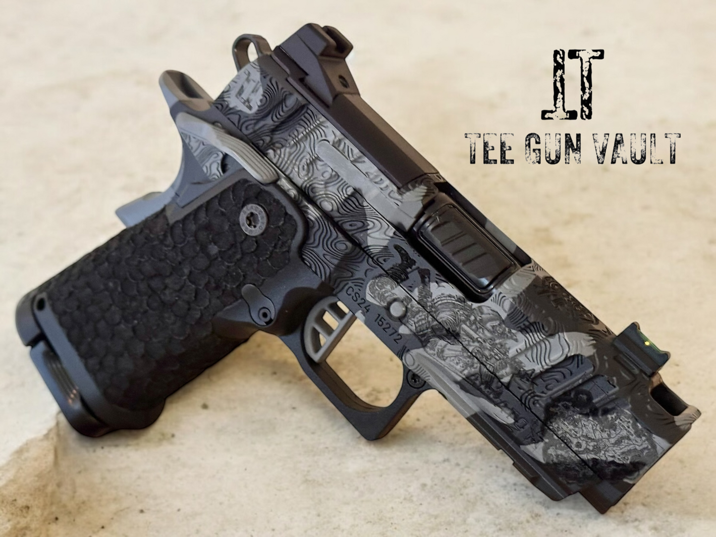 STACCATO CUSTOM CS “BLACKOPS” PORTED 3.5” BLACK CAMO FINISH WITH DRAGON SCALE GRIPS