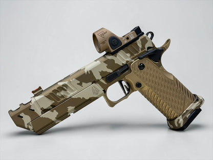 STACCATO P CUSTOM BRONZE MULTI CAM COMPENSATED WITH T7 ALUMINUM GRIPS AND SRO