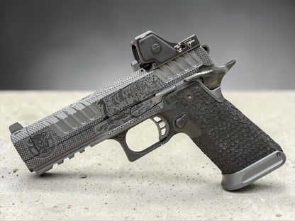 STACCATO CUSTOM P4.5 HD “VIKING” PORTED 4.5” DRAGON SCALE GRIPS RMR HD
