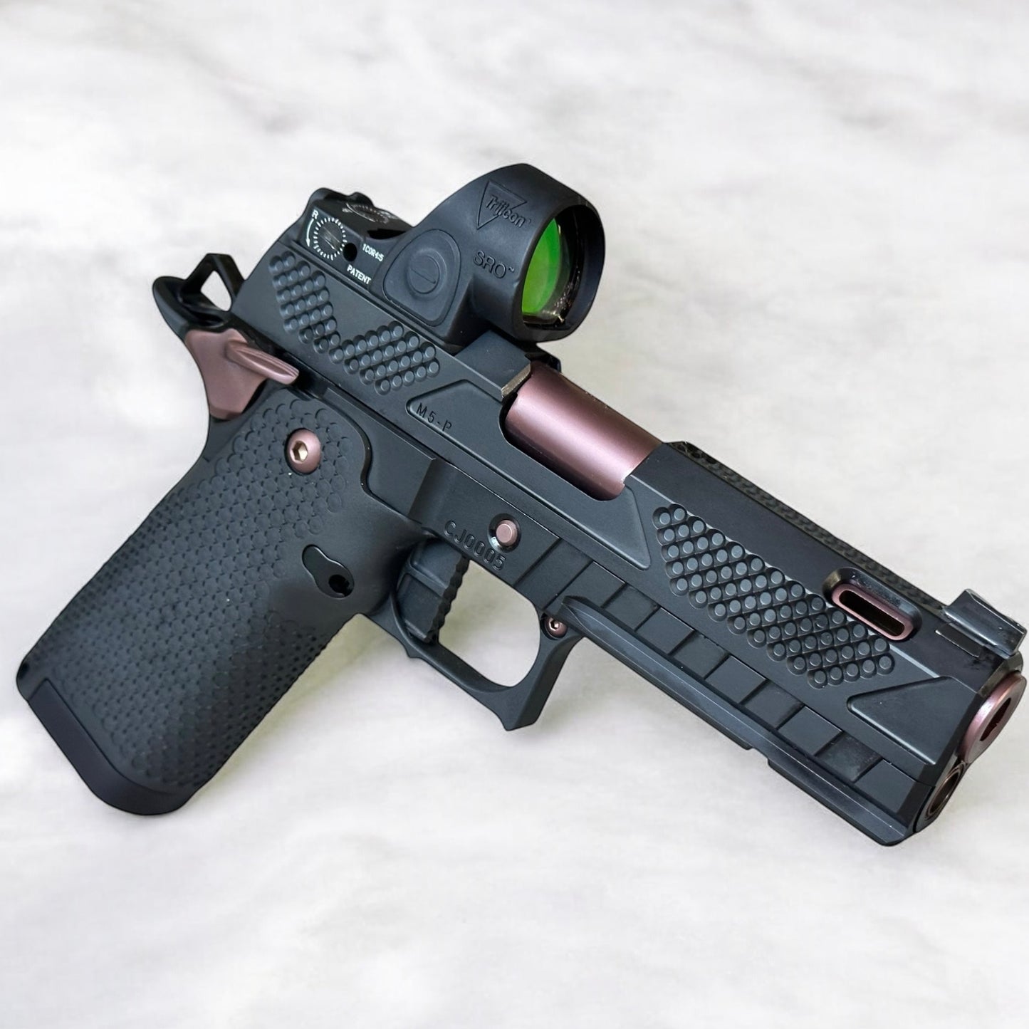 COMBAT PRECISION 2011 4.25” M5-P Ported Black/Rose Gold 9MM WITH TRIJICON SRO