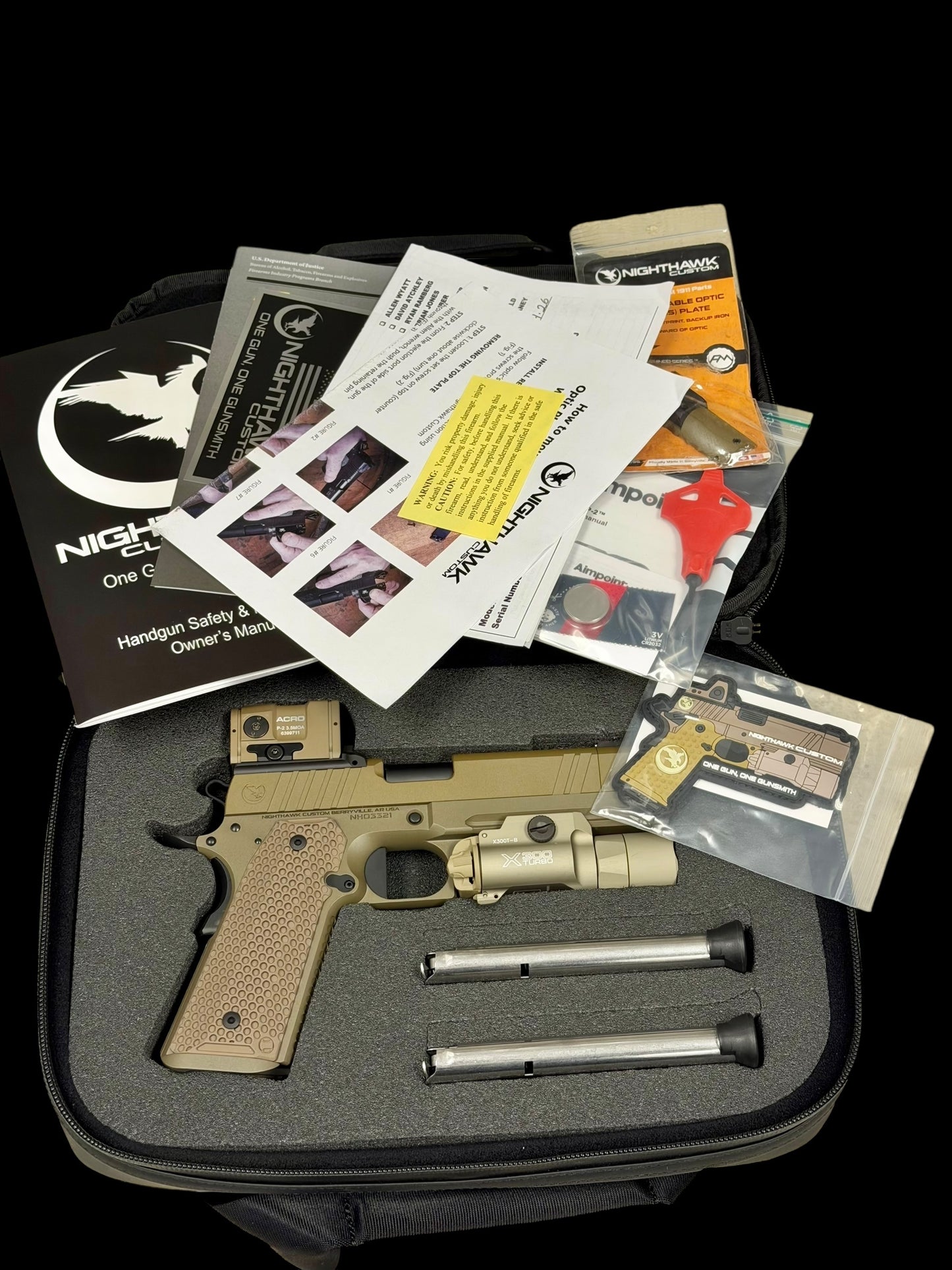 NIGHTHAWK CUSTOM SANDHAWK SINGLE STACK 9mm WITH ACRO P2 AND X300