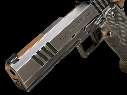 ALPHA AMERICAN WARFIGHTER ISLAND BARREL 9MM FULL STEEL BUILD WITH TRIJICON SRO