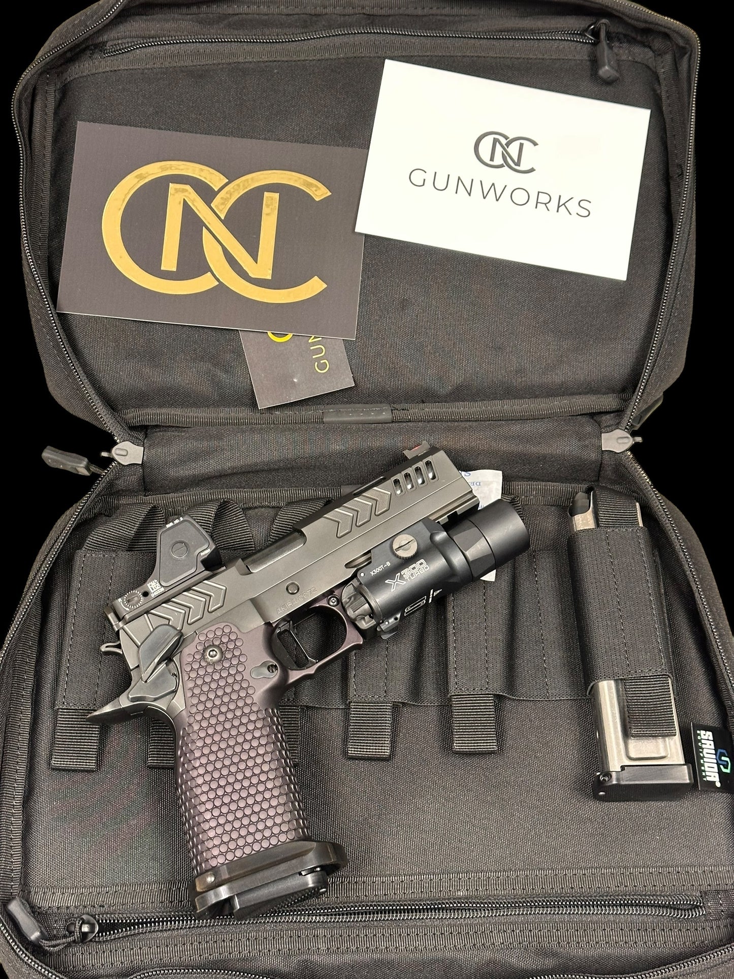 CNC GUNWORKS “AKIRA” 4.6” PORTED DOUBLE STACK IN 9MM (optic and light not included)