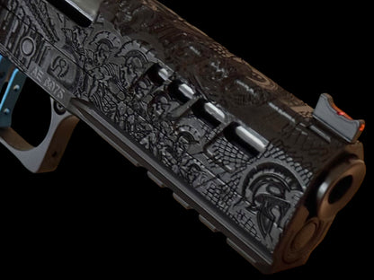 ATLAS GUNWORKS CUSTOM ATHENA SHINY BLACK WITH STROUP KNIFE, TRIJICON SRO
