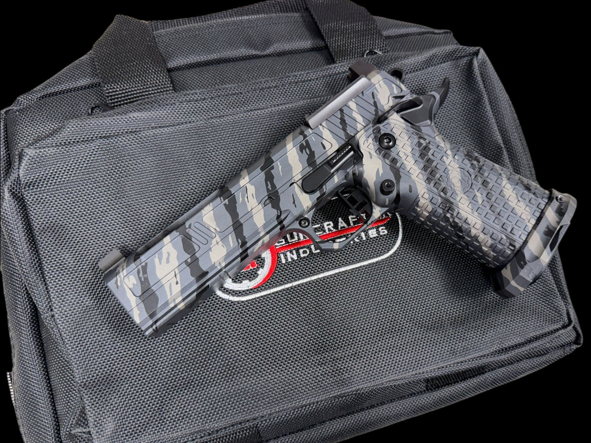GUNCRAFTER HELLCAT X2 PORTED FULL SIZE 5” TIGER STRIPE CAMO GRAY. OPTIC READY