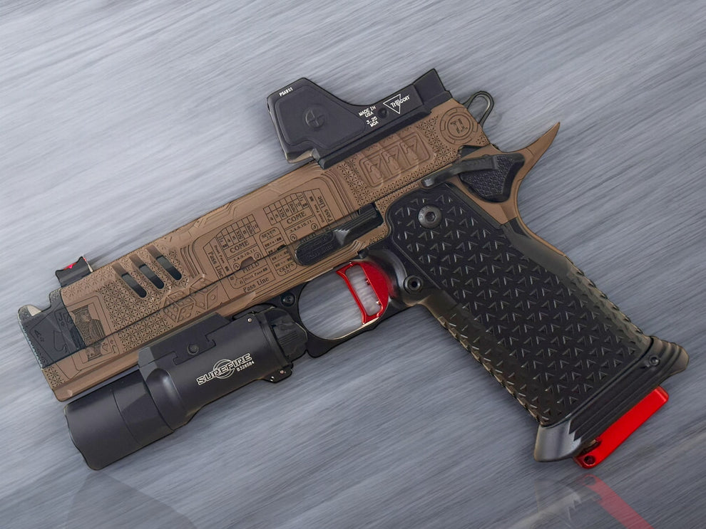 STACCATO XC CUSTOM 2011 “CASINO” ATLAS GRIP/TRIGGER WITH TRIJICON RMR ...
