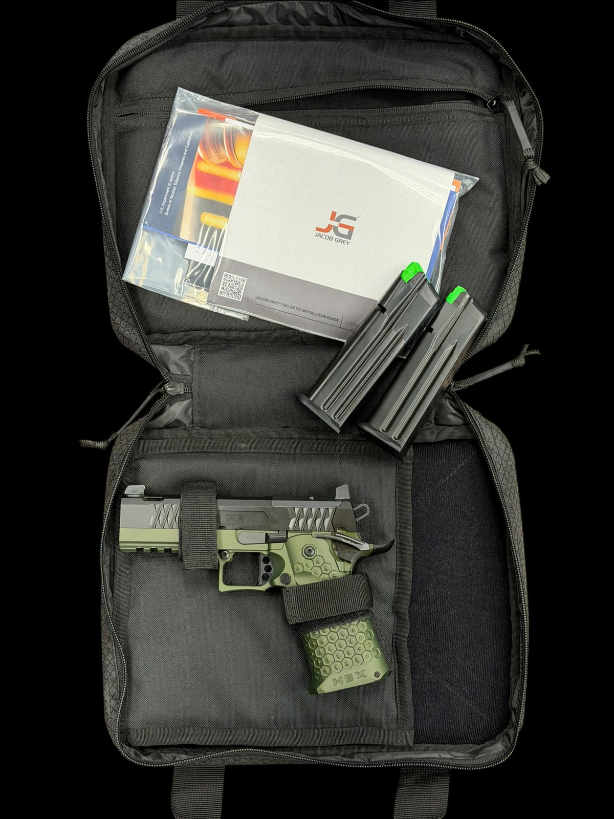 JACOB GREY HEX DUTY GREEN 4.25” PORTED ROSE GOLD BARREL 9mm