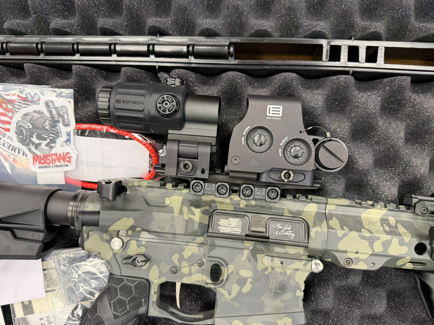 MUSTANG ARMAMENT 5.56 “CHESTY” GREY CAMO 8” CUSTOM BILLET.