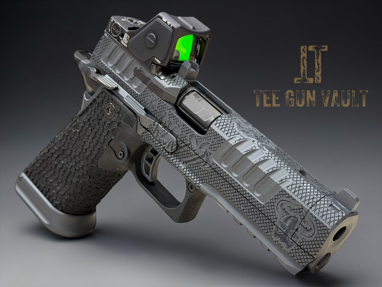 STACCATO CUSTOM P4.5 HD “VIKING” PORTED 4.5” DRAGON SCALE GRIPS RMR HD