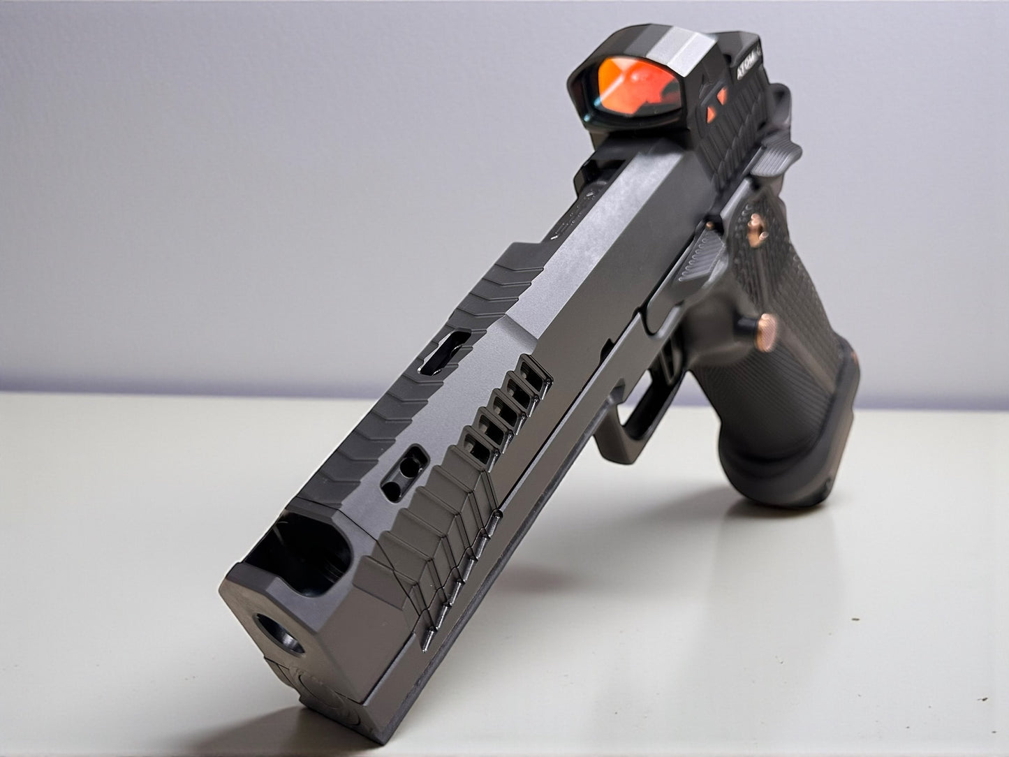 DARK FORGE REAPER PORTED + COMP 5” 9MM DOUBLE STACK ALUMINUM GRIPS (OPTIC NOT INCLUDED)