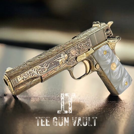 COLT CUSTOM 1911 FULLY ENGRAVED FREEDOM NITRO BRONZE PLATED WITH 24K GOLD ACCENTS.