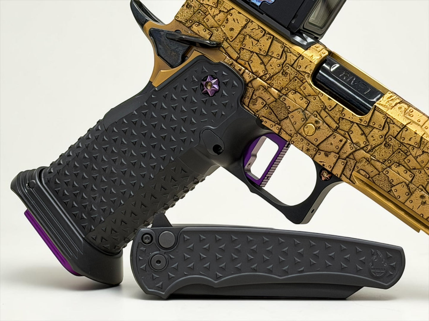 TEE GUN VAULT “RIVET” GOVERNMENT 5” PORTED COPPER WITH APE DEFENSE ACRO P2