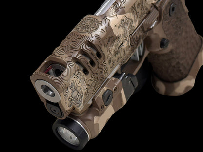 STACCATO CUSTOM CS X SERIES “BLACK OPS” EDITION CHUNK SINGLE PORTED WITH EDGE TRIGGER, RMR AND DRAGON GRIPS