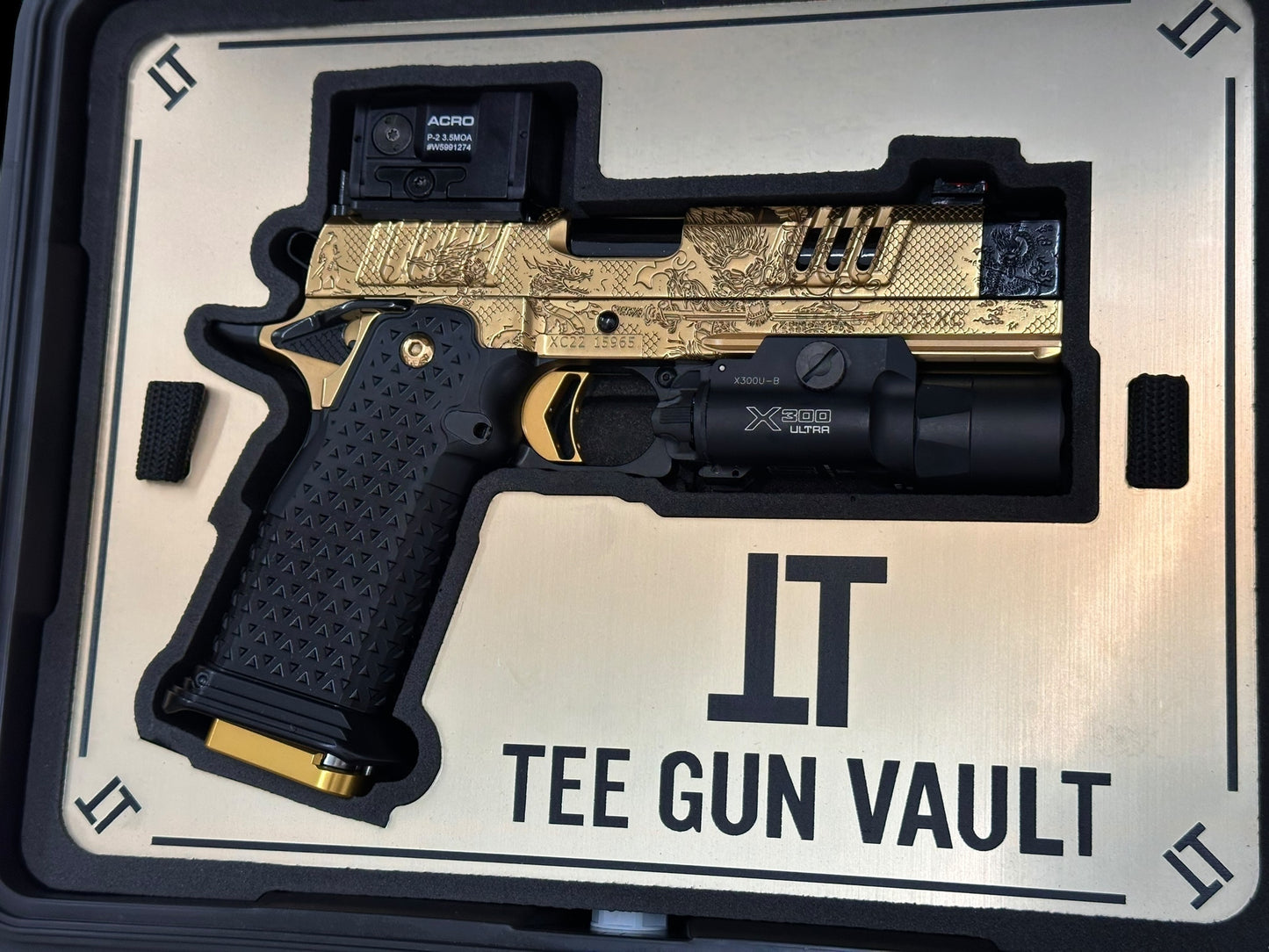 STACCATO CUSTOM XC “LAST SAMURAI” GOLD NITRIDE WITH BLACK DLC ACCENTS ATLAS GRIPS