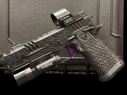 STACCATO XC CUSTOM “TRIBAL DRAGON BLACK” EDITION INFINITY TRIGGER APEX FUSION AND X300