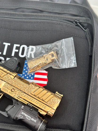 STACCATO CUSTOM CS 3.5” FULLY ENGRAVED 24K GOLD PLATED WITH RMR & TLR7