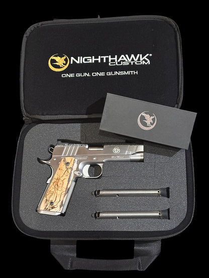 NIGHTHAWK CUSTOM BOB MARVEL 10MM MAMMOTH IVORY GRIPS AND MATCHING KNIFE