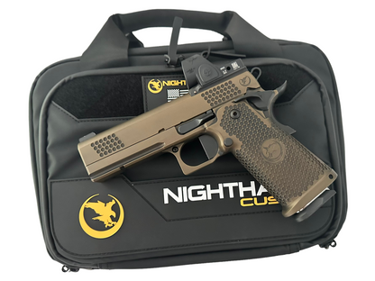NIGHTHAWK CUSTOM TRS COMMANDER 4.25” TACTICAL READY SERIES IN BATTLE WORN BRONZE WITH TRIJICON SRO 2.5 9MM