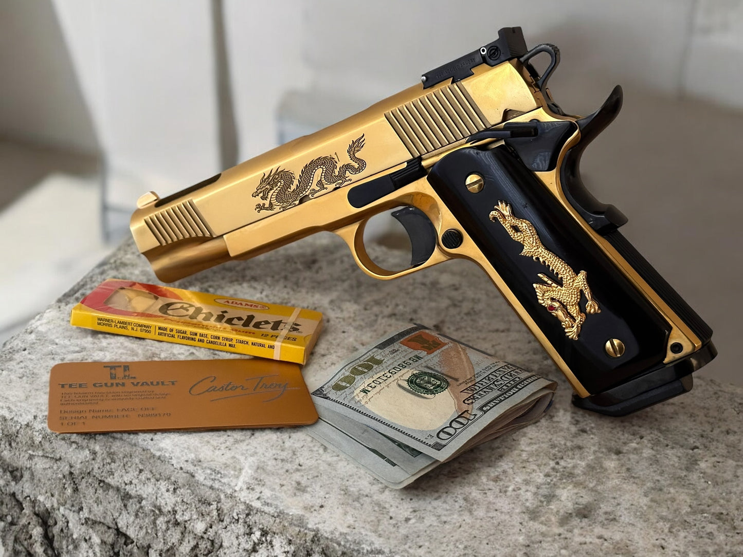 SPRINGFIELD ARMORY V12 PORTED “FACE OFF” CASTOR TROY IN GOLD NITRIDE FINISH (PRE OWNED)