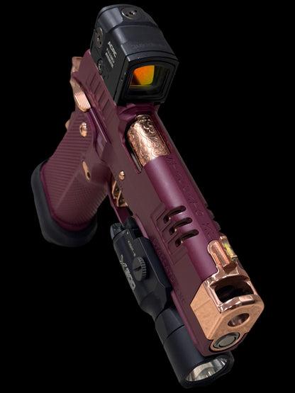 STACCATO CUSTOM XC BLACK CHERRY 18K ROSE GOLD ACCENTS WITH PHOENIX ALUMINUM GRIPS ACRO P2 , X300 (pre owned)