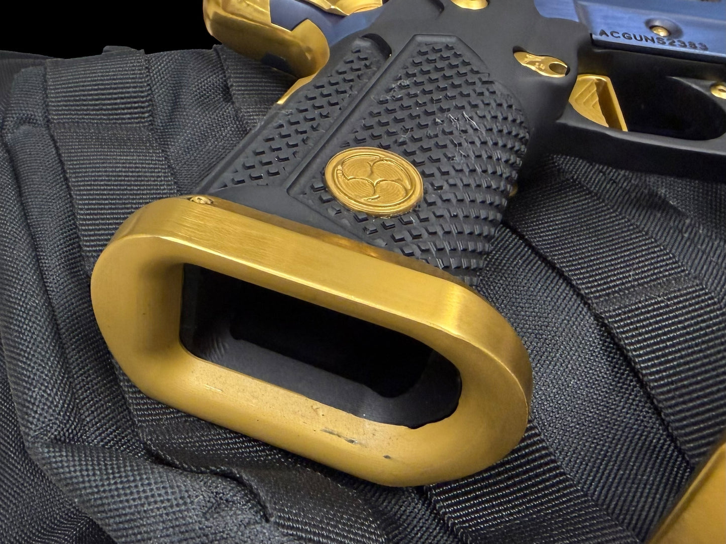 AKAI CUSTOM “DRAGON” PORTED LIMITED EDITION 1 OF 10 BLUE/ GOLD PVD FINISH WITH TRIJICON SRO 9MM (PRE OWNED)