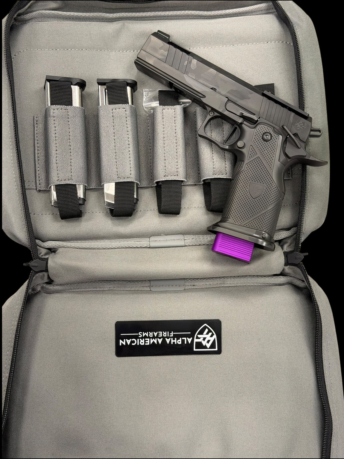 ALPHA AMERICAN WAR FIGHTER BLACK DLC CAMO PORTED 5” BARREL 9mm