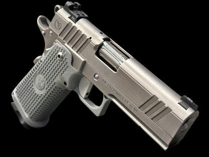 NIGHTHAWK CUSTOM TRS COMMANDER “ICEMAN” SAND HAWK SERRATED OPTIC CUT DOUBLE STACK