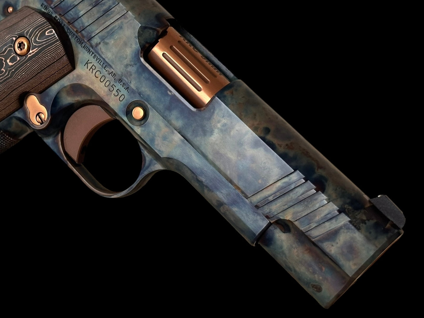 KINGS RIVER CUSTOM FCC 1911 COMMANDER FULL CASE HARDENED 9MM WITH IVORY GRIPS MASTERPIECE