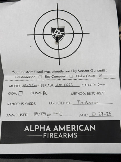 ALPHA AMERICAN AAF4 COMMANDER PORTED 9MM POLISHED ROSE GOLD PVD IOS CUT