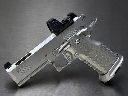 GUNCRAFTER POLARA X2 PORTED 9MM COMMANDER POLISHED CHROME FINISH WITH TRIJICON RMR