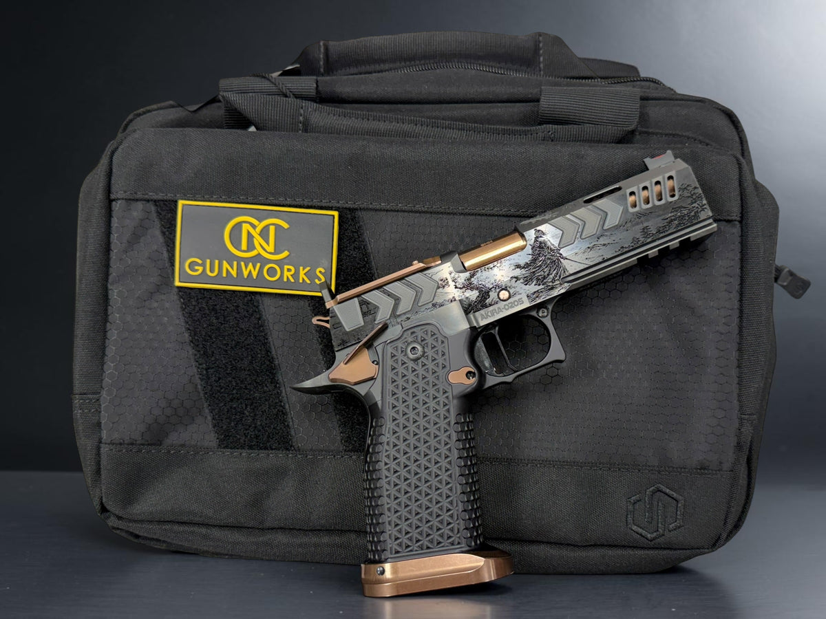 CNC GUNWORKS AKIRA “KATANAKAJI” 1 OF 5 PORTED 4.6”  DLC/ROSE GOLD FINISH 9MM