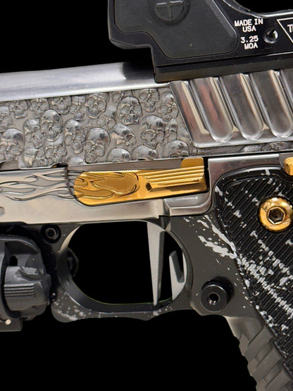 STACCATO CUSTOM XC “VITA FINITA” 3D ENGRAVED IN POLISHED PVD SILVER/COPPER FINISH.
