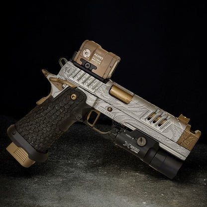STACCATO CUSTOM XC “TRIBAL DRAGON” ENGRAVED IN GRAY/BRONZE WITH ACRO P2 & X300