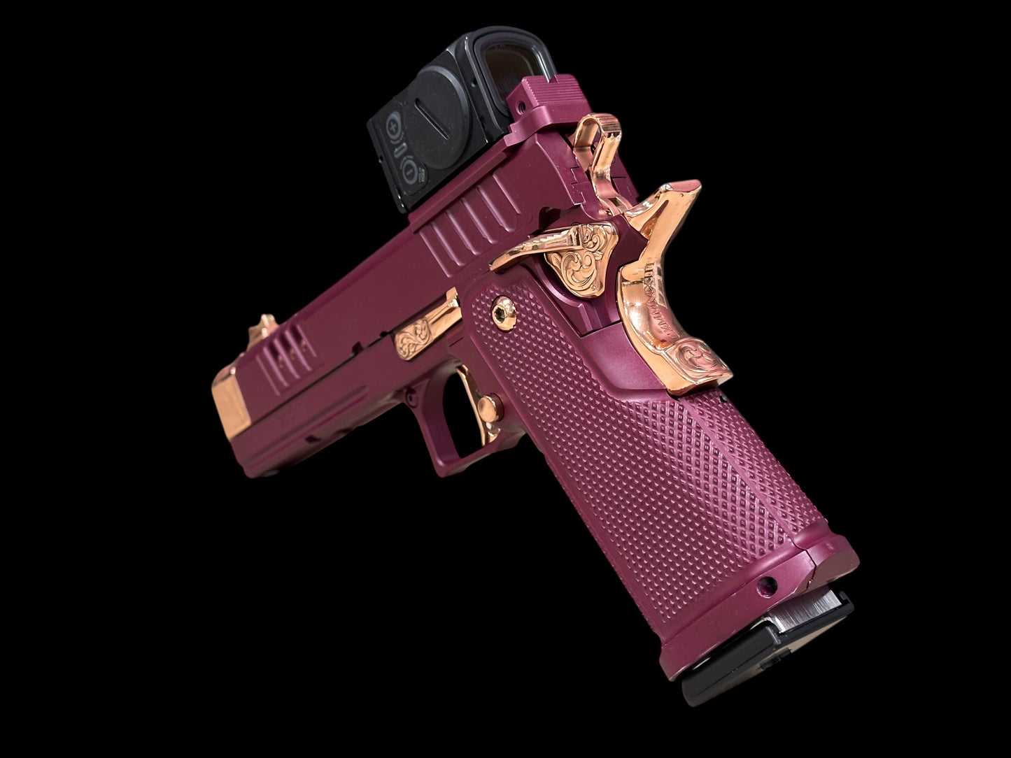 STACCATO CUSTOM XC BLACK CHERRY 18K ROSE GOLD ACCENTS WITH PHOENIX ALUMINUM GRIPS ACRO P2 AND X300 (pre owned)